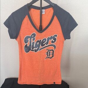 Detroit Tigers 5th & Ocean Orange and Dark Gray Tee for women